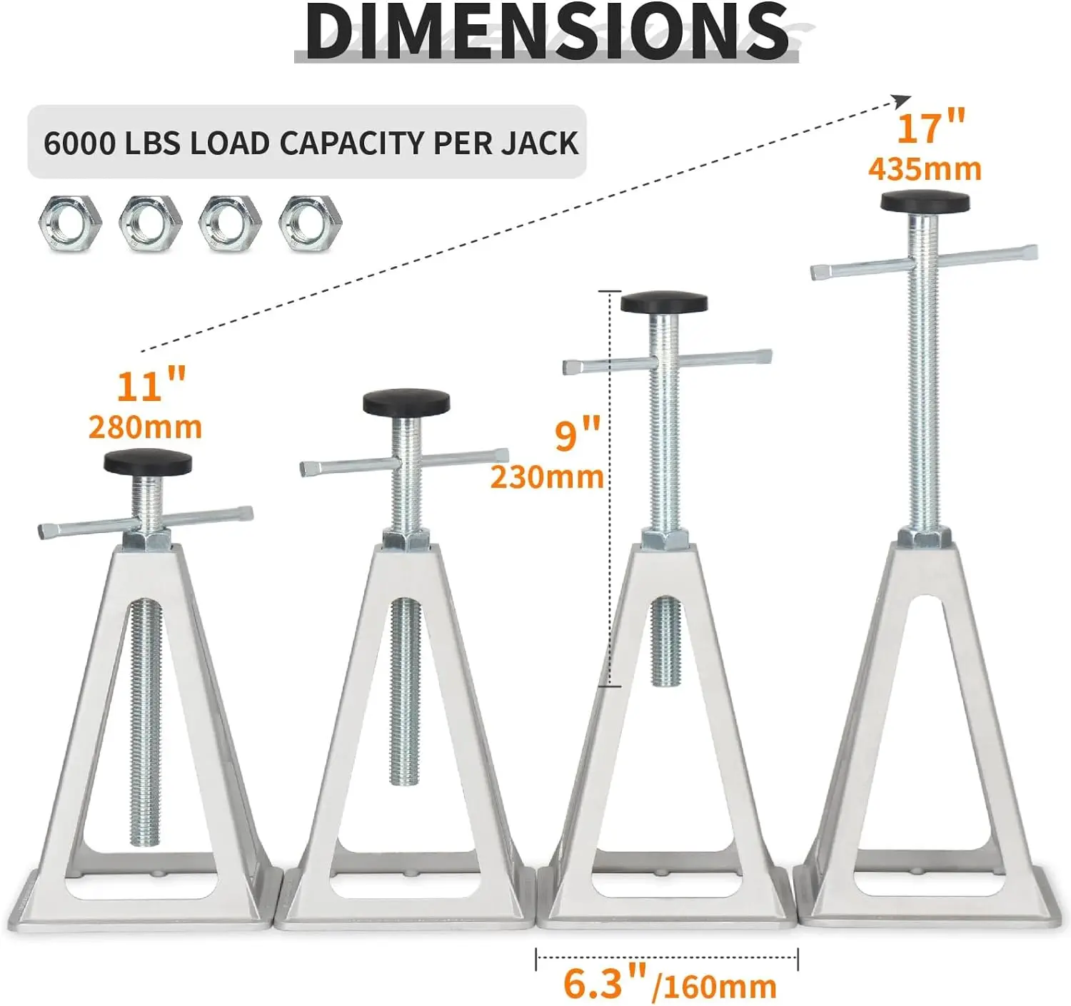 RV Stabilizer Jacks, Stack Jack Stands for RV Camper Travel Trailer, with Additional Screw Nuts and Cushion Rubber Mats