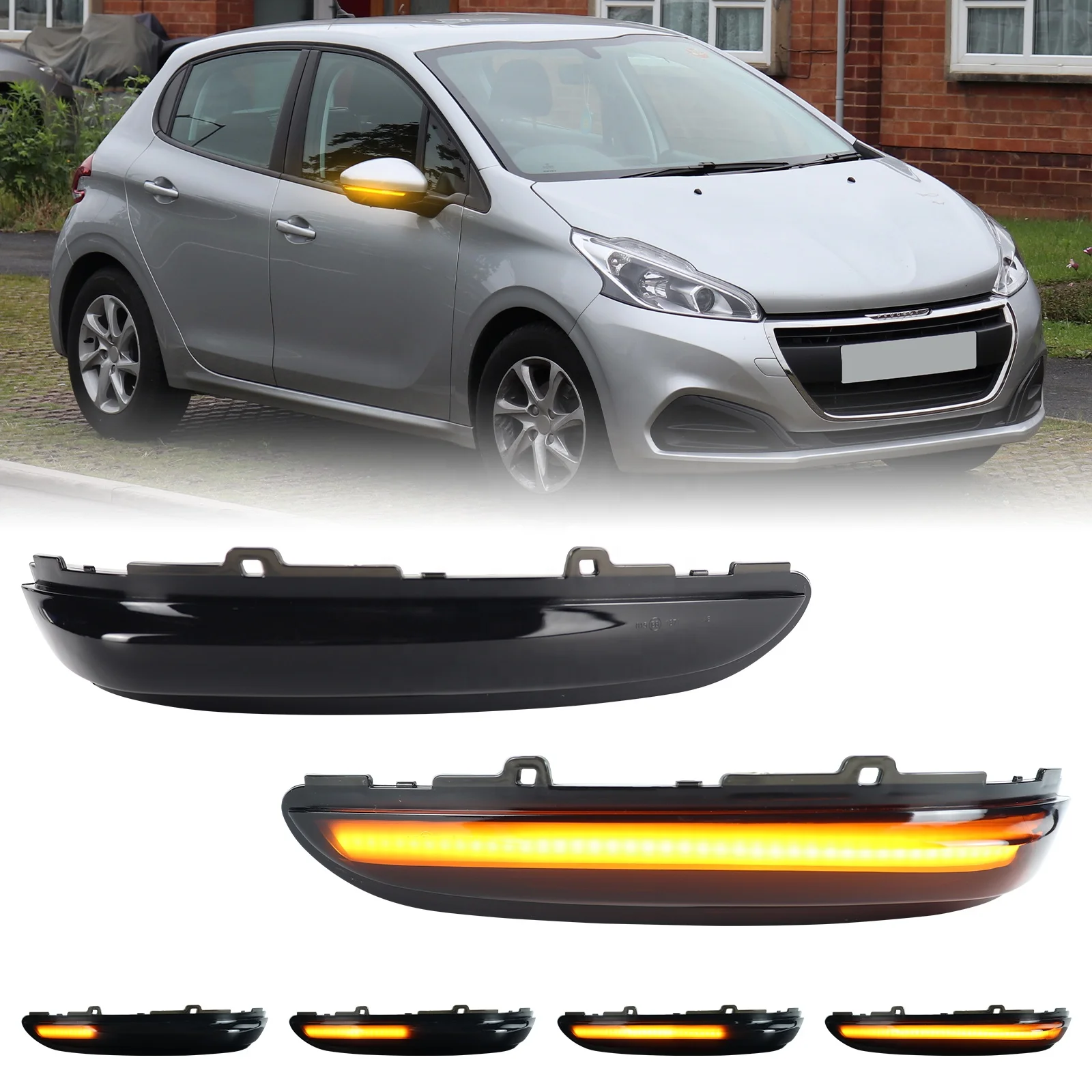 208 LED Mirror Side Indicator Sequential Turn Signals Lights for Peugeot 208 2008 Citroen C3 C4 Rearview Dynamic Blinker Lamps