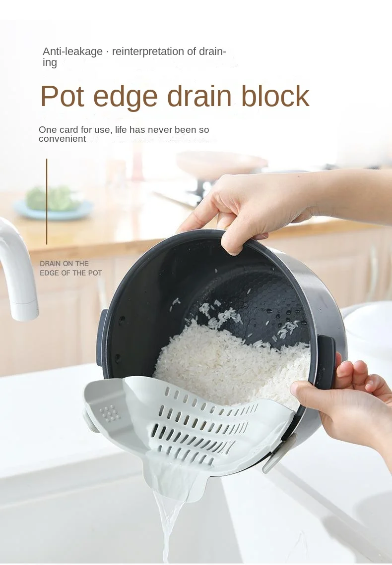 Food Grade Silicone Pot Strainer Drainer Pour Vegetables Leak Proof