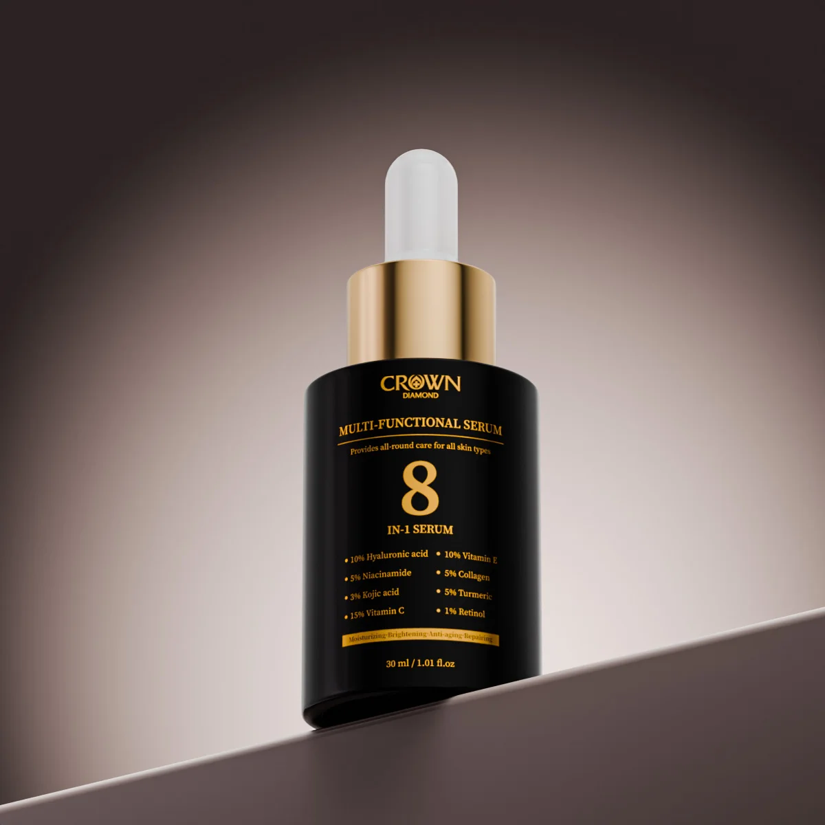 8 in 1 Custom Logo Skin Care Essence Anti Aging Wrinkle Dark Spot Brightening Glow Kojic Acid Vitamin C Whitening Face Serum