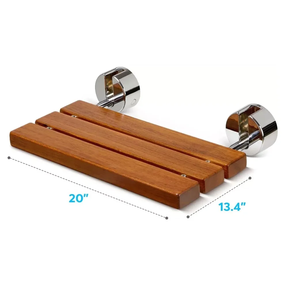 product wholesale premium bathroom 20 inch teak folding shower seat bench wall mounted-8