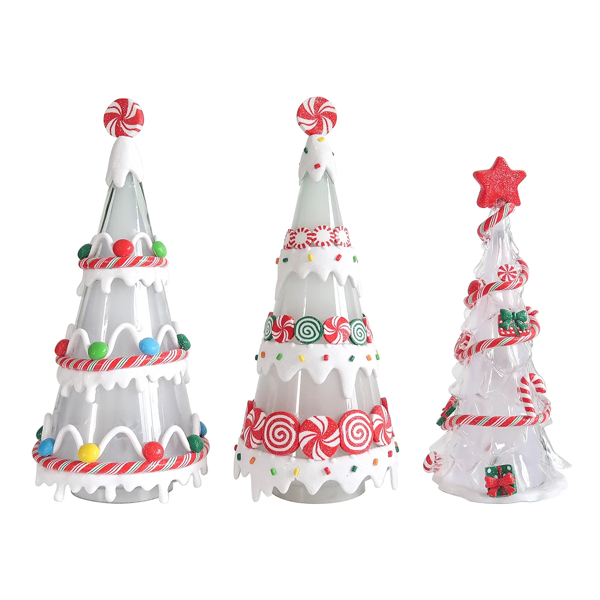 Home Decoration Customized Lighted LED Christmas Glass Cone Tree