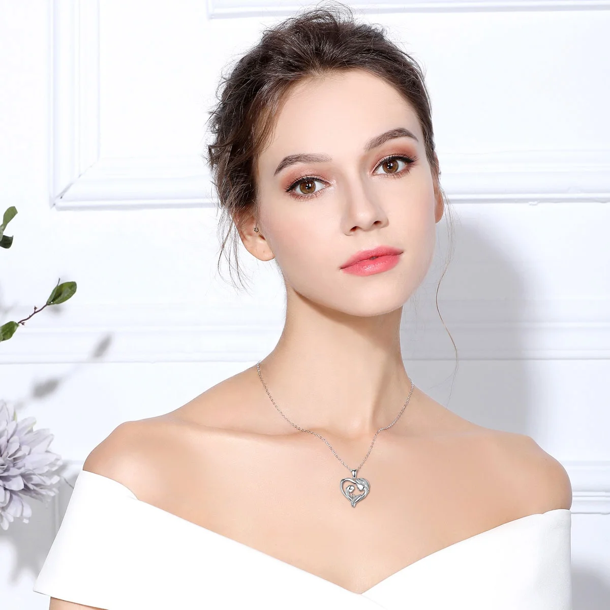 Collar De Plata De Ley 925 Con Colgante De Corazón Infinito Y Piedra Natal - Regalo Para Mujer