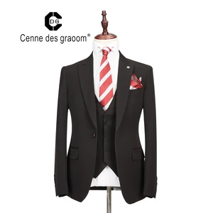 New Design Professional Wool Polyester Luxury Black Men's Suits for Wedding