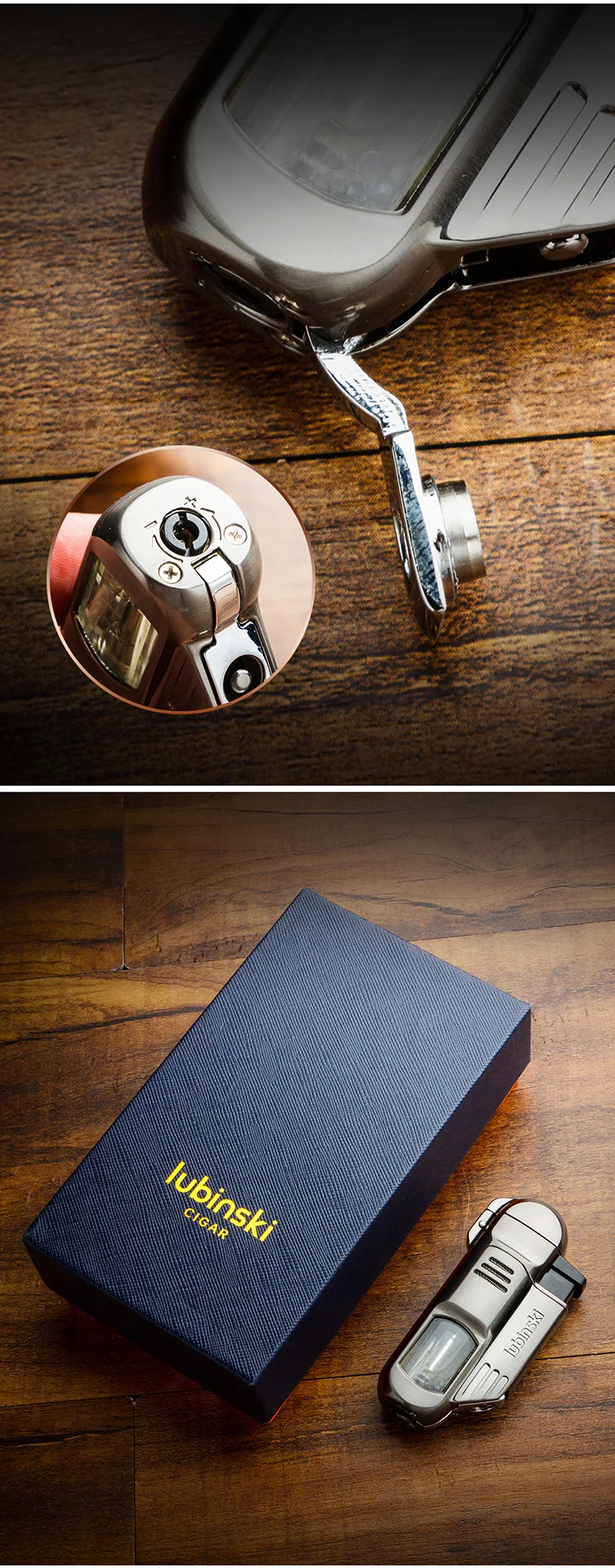 New Product Lubinski Metal Engraved 4 Torches Jet Flame Gas Lighter