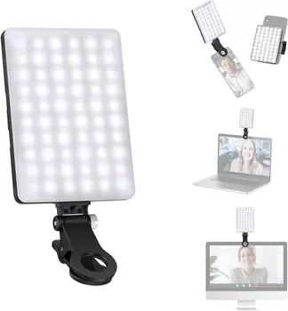 NEEWER NL-60AI High Power 60 LED 2000mAh Rechargeable 3 Light Modes Portable Clip Selfie Light with Front & Back Phone Clip