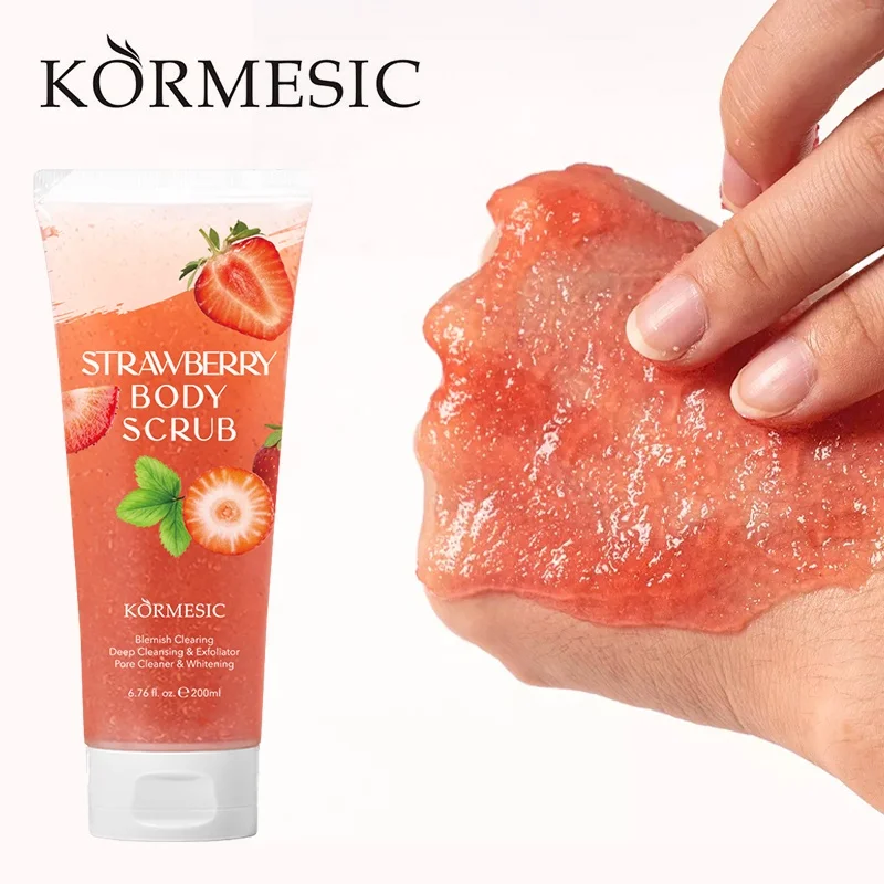 KORMESIC Private Label Lemon Body Scrub Cream Whitening Gel Shrink Pores Exfoliating Scrub