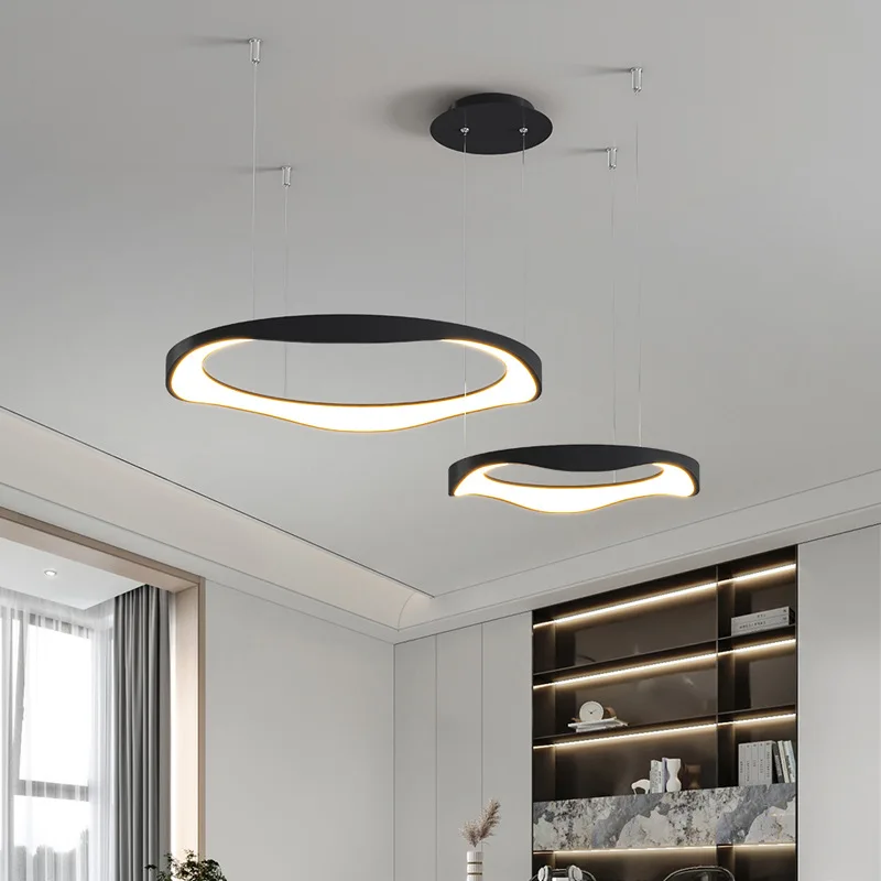 ثريا حديثة على الطراز الإيطالي بشكل حلقي، مصباح بسيط لغرفة المعيشة، تركيبات إضاءة بسيطة، ثريات ومصابيح معلقة