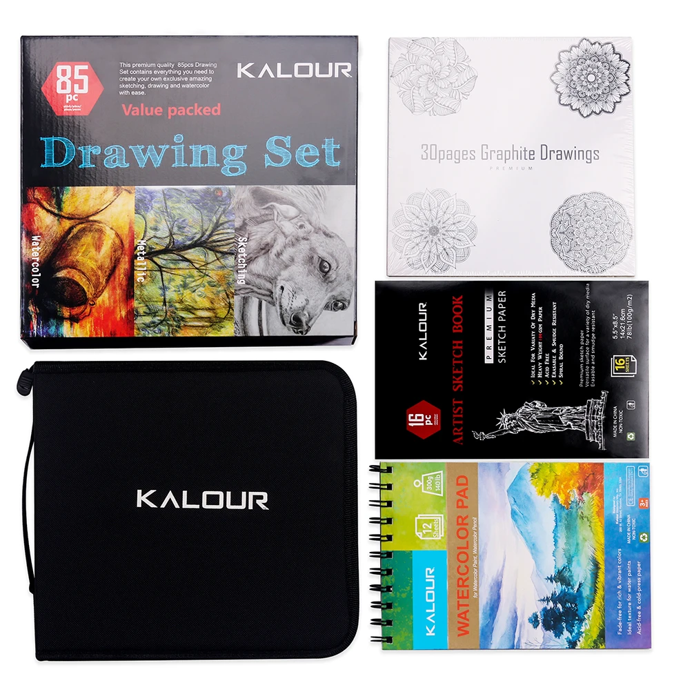 85 шт. набор карандашей для рисования и эскизов в нейлоновом чехле