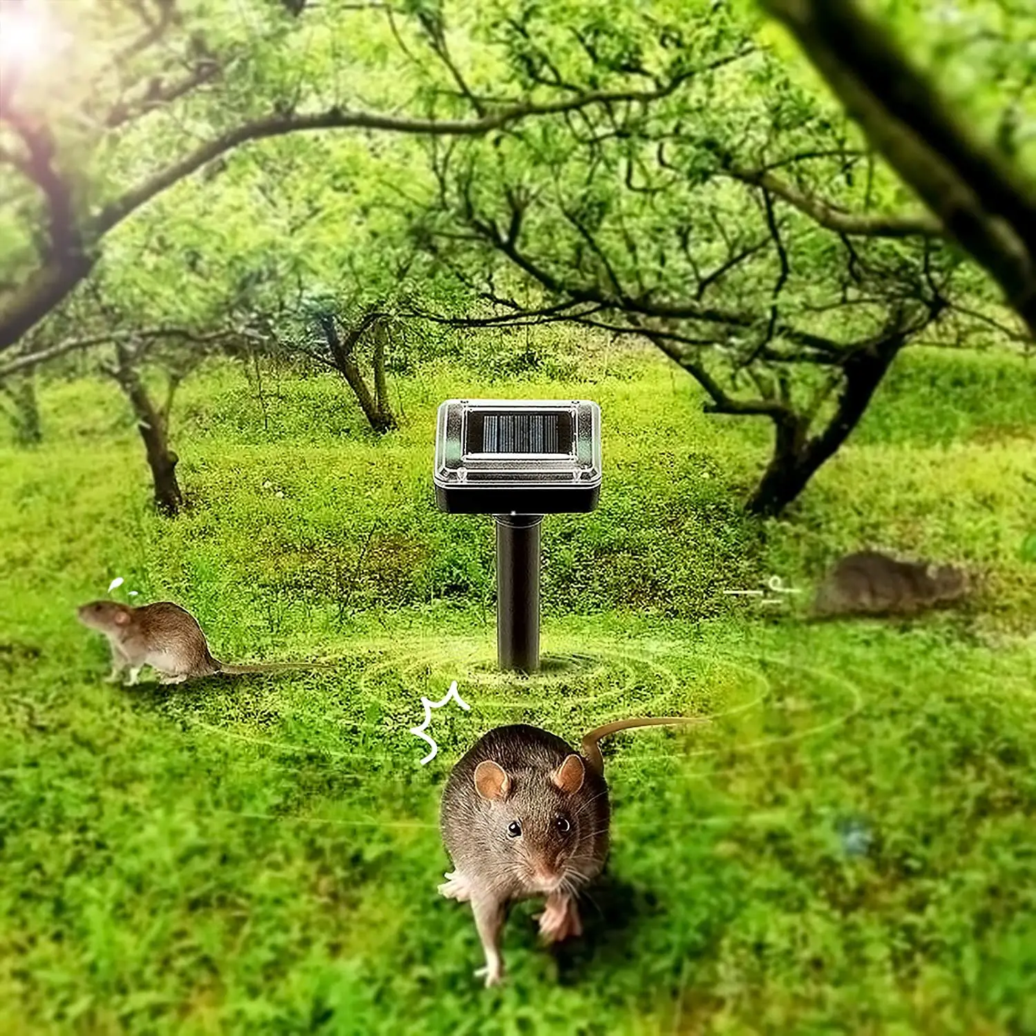 Snake Repellent For Yard Solar Powered Mole Repellent Stakes (4-Pack) - Ultrasonic Groundhog & Gopher Deterrent For Lawns & Gardens Windmill For Yard