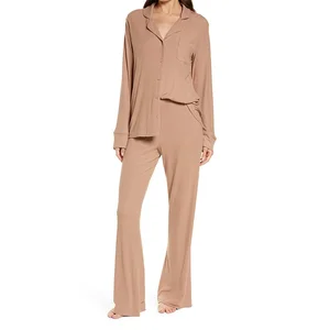 Premium 100% Organic Cotton Homewear Women Pyjamas Breathable Bamboo Women Loungewear GOTS Certified Pajamas Set