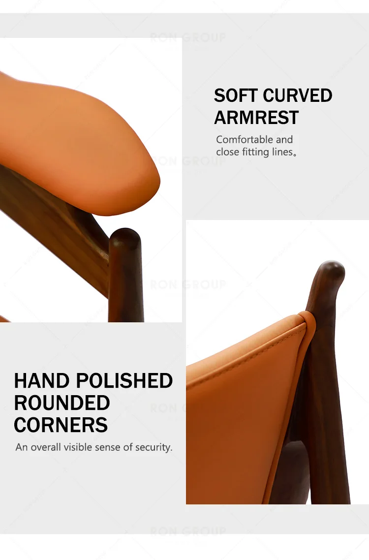 Modern Ash Cloth Down Bag High-end Luxury Natural Wooden Chairs with Armrest Dining Chair