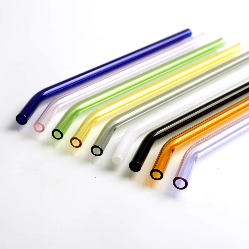 Handmade Reusable Colored Glass Straws Set