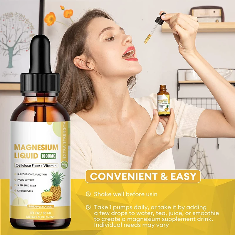Oem Magnesium Drop Liquid Fiber Vitamin Magnesium Liquid Drops Promotes
