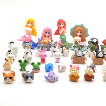mixed DIY miniature cartoon figure toys 3D mini cute cat characters plastic farm animals