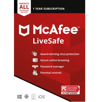 24/7 Online Ready Stock Email Delivery McAfee LiveSafe 2022 Unlimited Devices 1 Year Bind Key Security Software Download Code