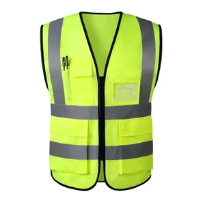 Best Material Custom Logo Hi Vis Outdoor Safety Vest Durable Breathable Sleeveless Road Workwear Reflective for Work Coverall