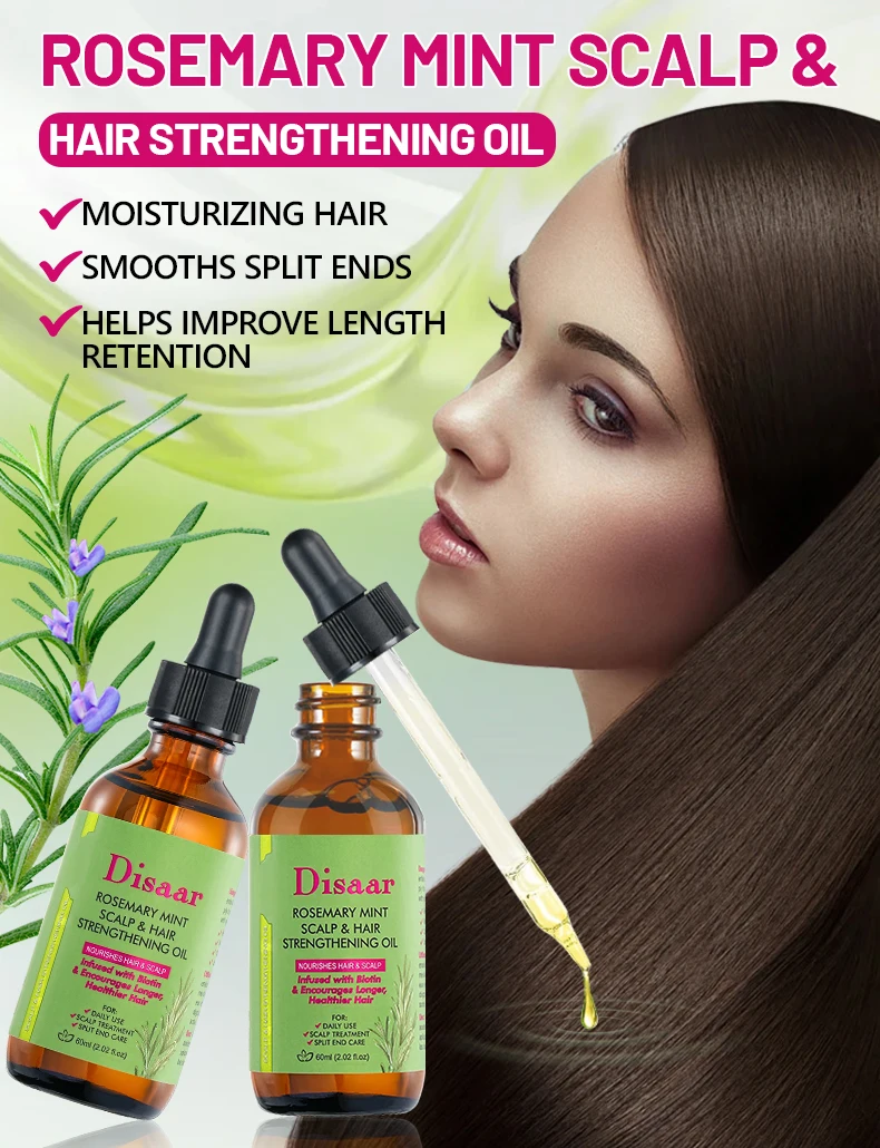 Disaar Wholesale Rosemary Mint Scalp & Hair Strengthening Oil Private Label Rosmary Oil Nourishes Hair Scalp Smooths Split Ends