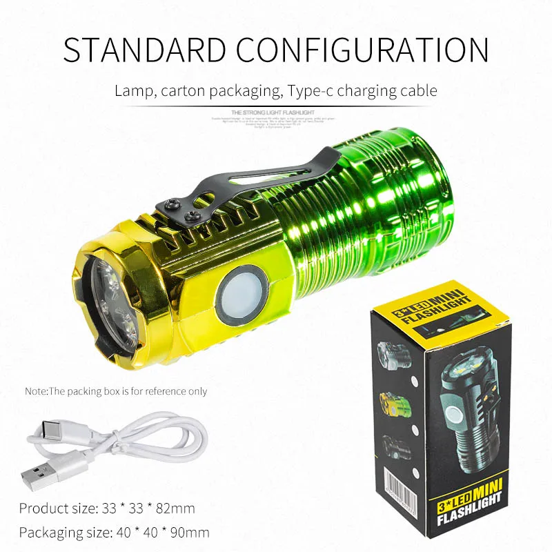 Mini Torcia LED Portachiavi Potente – 3 Modalità, Ricaricabile USB, Impermeabile, Per Campeggio E Escursioni
