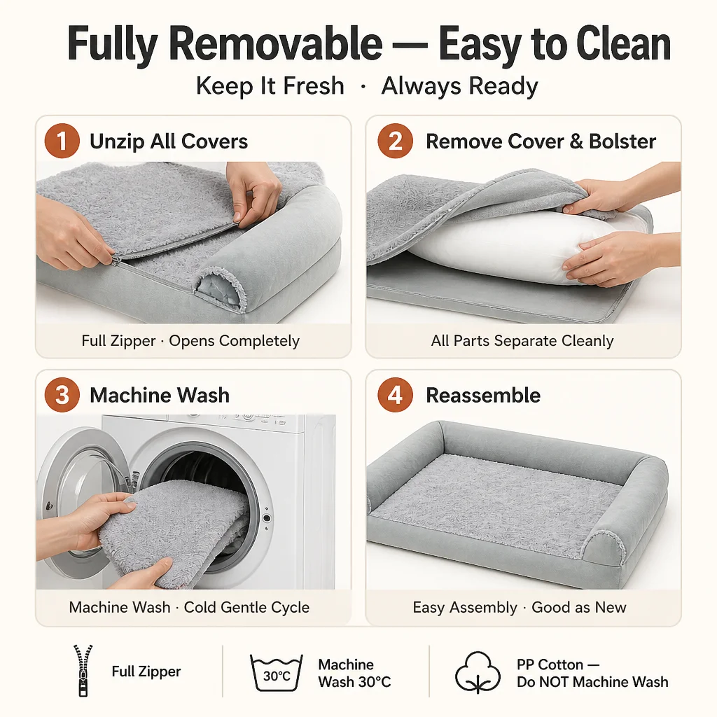 Rosette Bubble Velvet Pet Sofa Bed — Product details 5