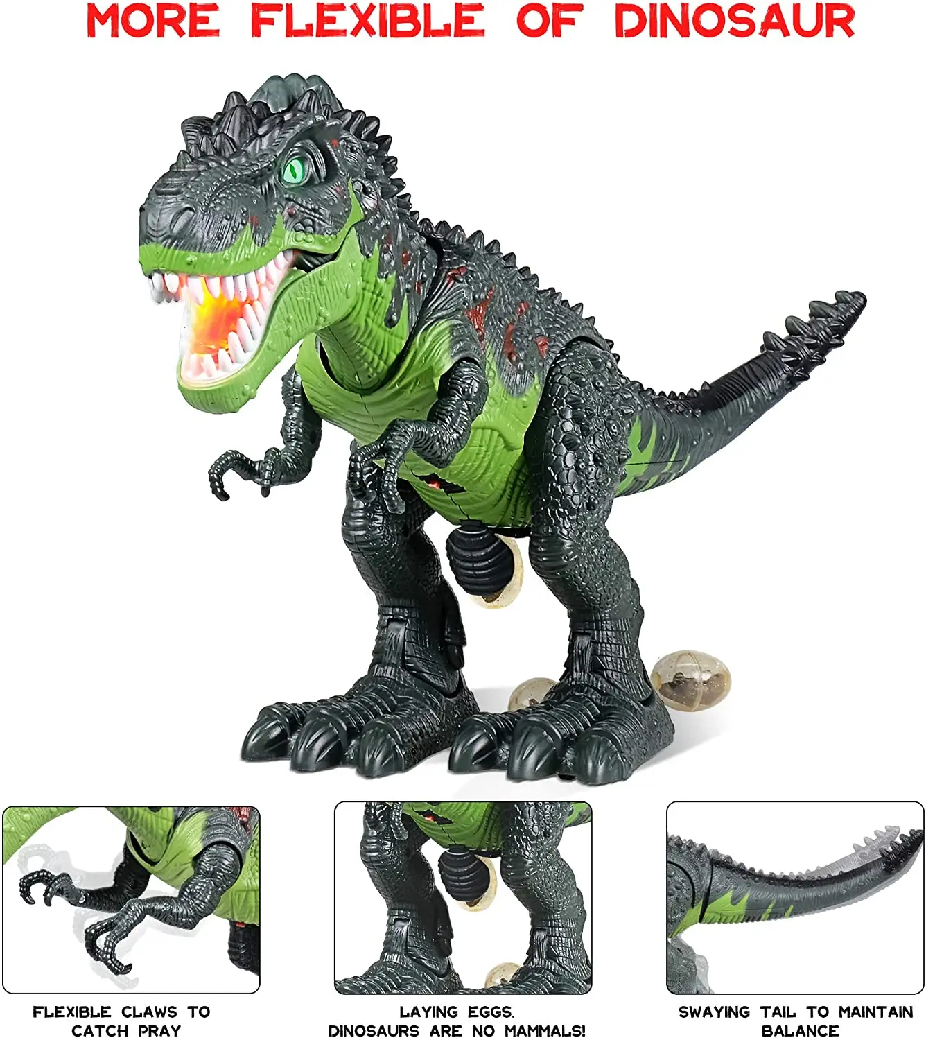 Remote Control Dinosaur Toy - Electronic Walking T-Rex with Roaring, Laying Eggs, and Realistic RC Features
