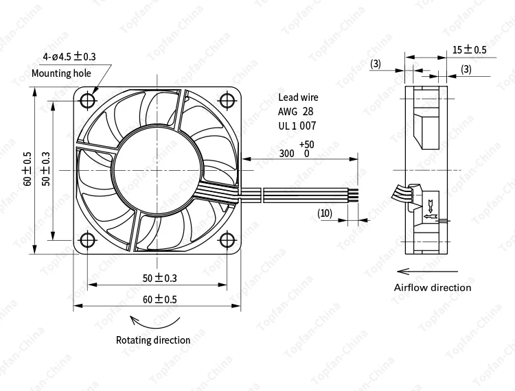 Axial Flow Fan, 60mm, Waterproof, Brushless, 60x60x15mm - detail 10