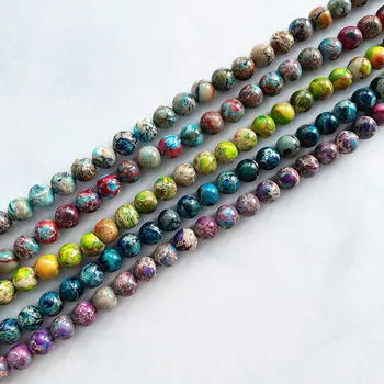 Coloful Round Stone Loose Beads Imperial Jasper Gemstone Beads are Used in Jewelry Making