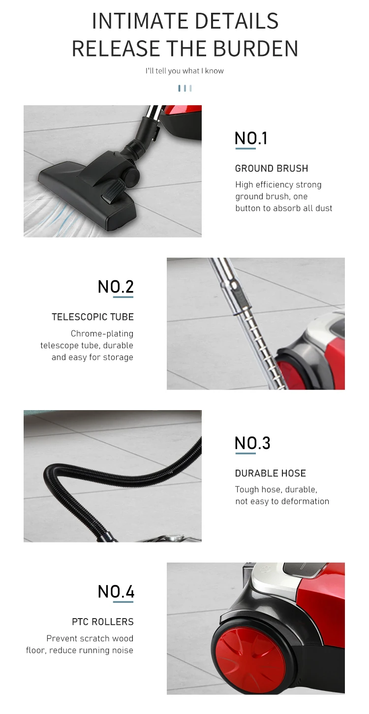 High Power Suction Household Wired Cord Canister Vacuum Cleaner With