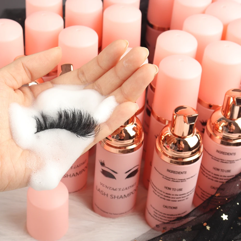 Oem Lash Cleanser For Oil Free Private Label Eyelash Extension Foam Lash Shampoo Kits Pink