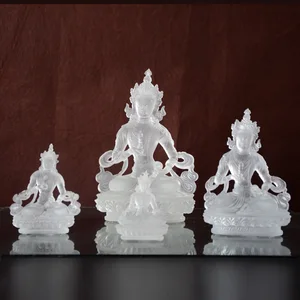 Tantric Casting Crystal Vajrasattva Dorje Sempa White Frosted Crystal Tibet Liuli Buddha Statue Sculpture