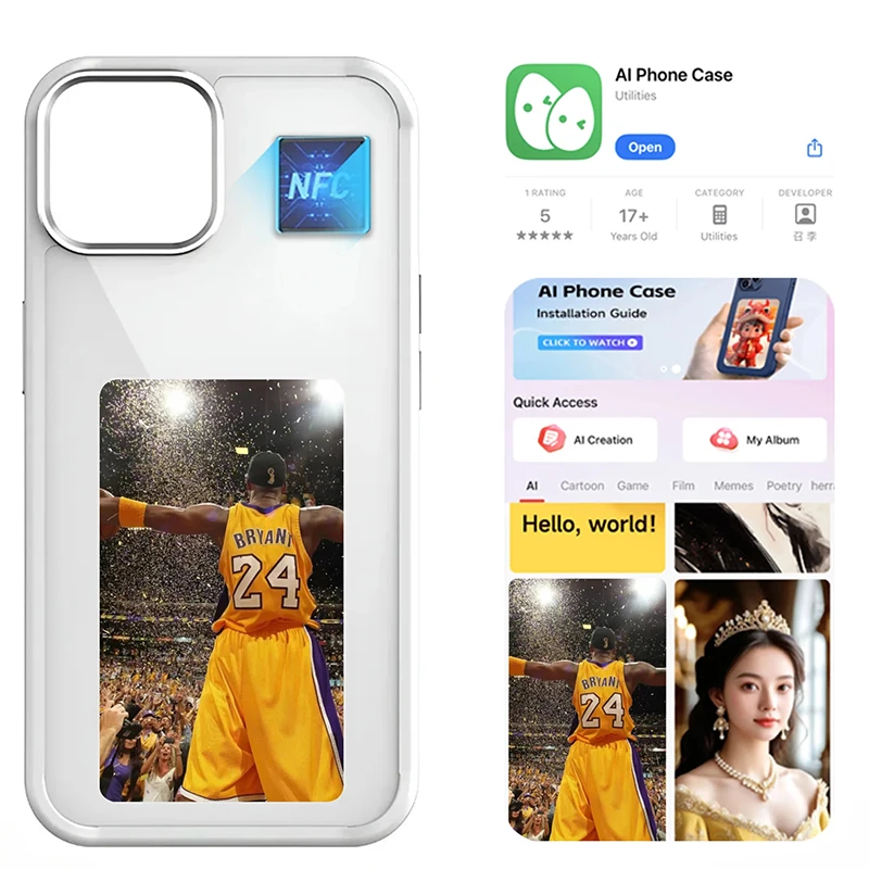 E-ink Screen NFC Phone Case for iPhone 13 14 15 Pro Max Smart Refesh King Kong Anime Character Werewolf Shockproof Phone Cover E-ink Screen NFC Phone Case for iPhone 13 14 15 Pro Max Smart Refesh King Kong Anime Character Werewolf Shockproof Phone Cover