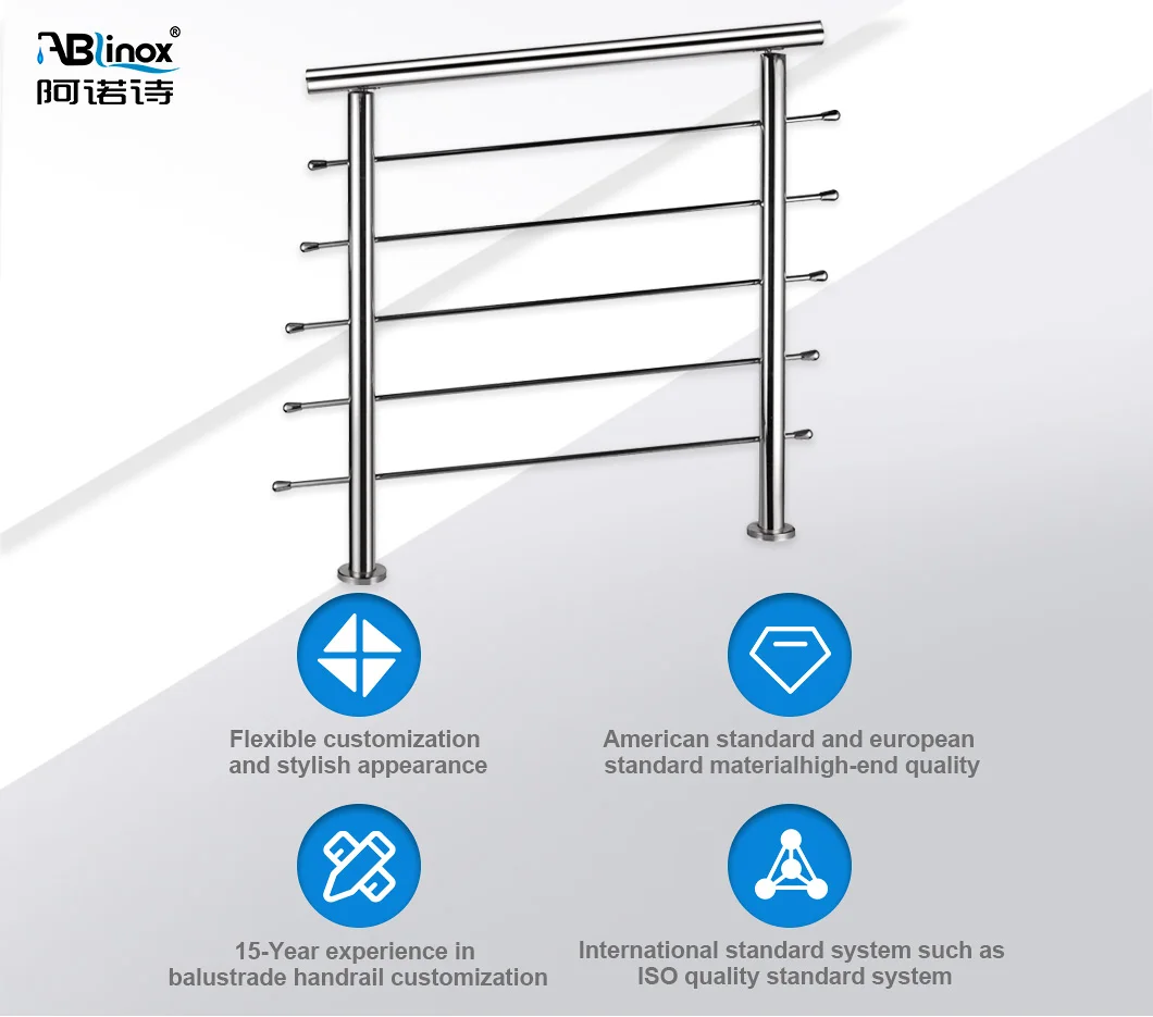 304 Stainless Steel Handrail Balcony Railing Support Inox Balustrades