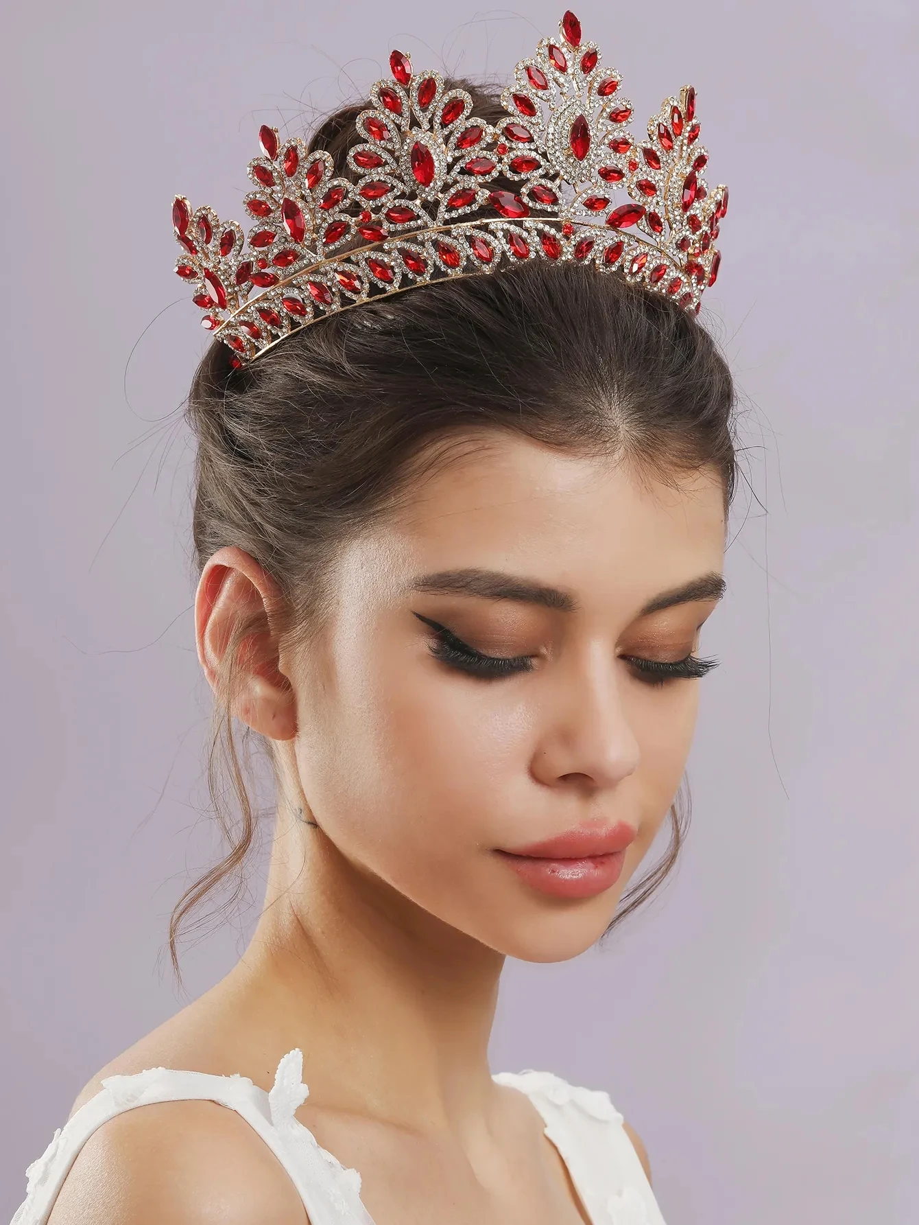 Baroque Gold Color Blue Diadem Rhinestone Crystal Tiaras Bride Headdress S888a803a4dc34b74bd4a42c06bf15  main image 3