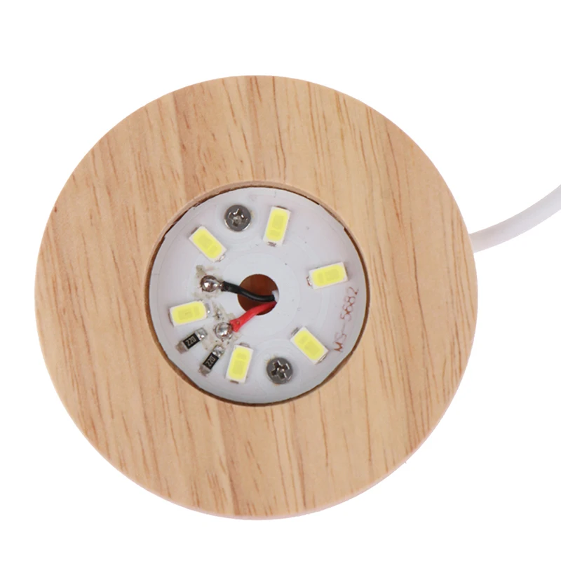 Base Luminosa LED Rotonda In Legno - 3 Colori, USB, Per Espositori, Resina E Sfere Di Cristallo - Foto 6