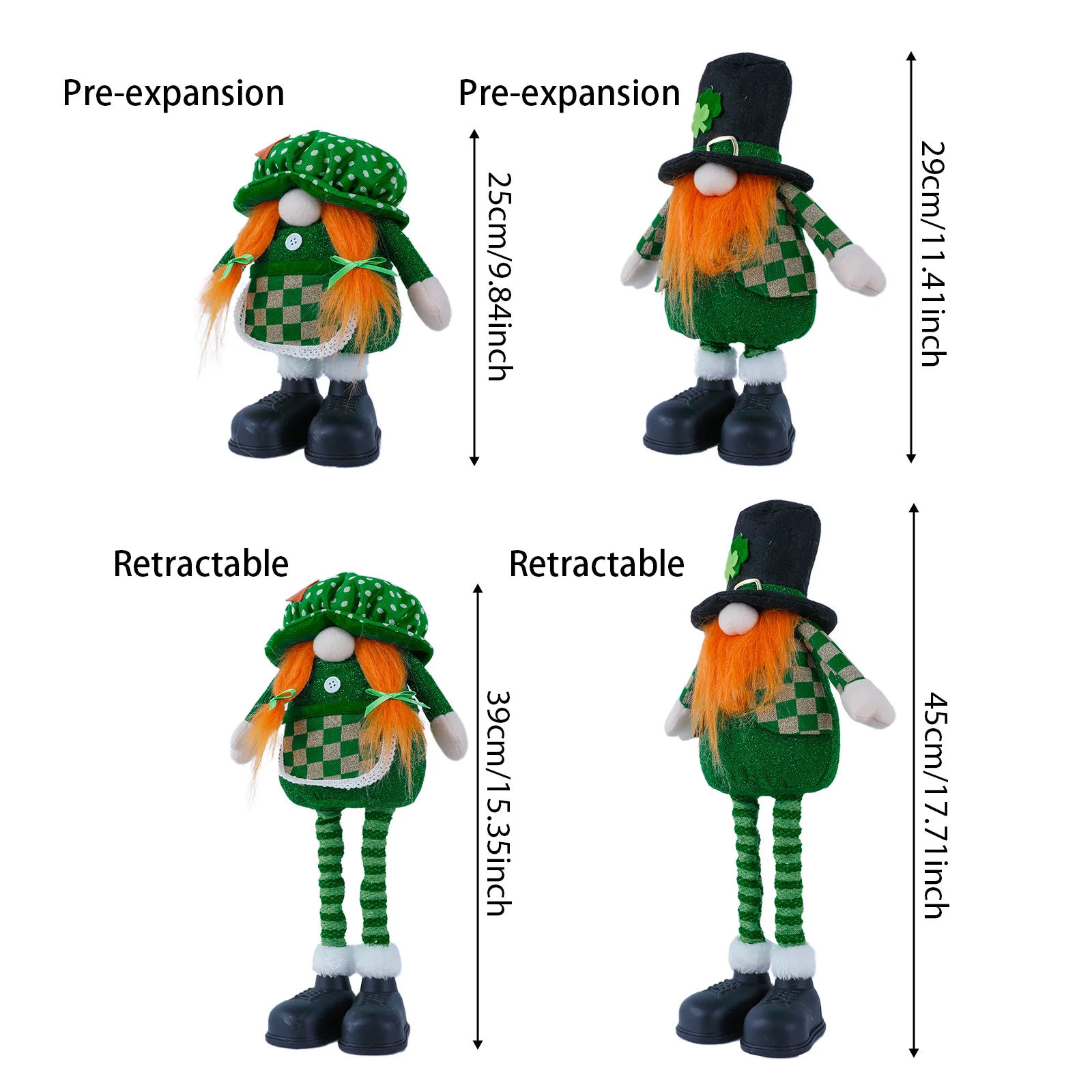 CustomPlushMaker: St. Patrick's Day Cotton Props - No Face Shamrock Knit Hat Couple Plush Toy Wholesale:sample