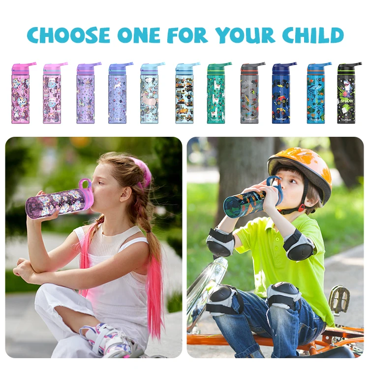 750ml Children Push Button Tritan Bottle Cute Kids Water Bottle With Bpa-Free Silicone Straw for Kids