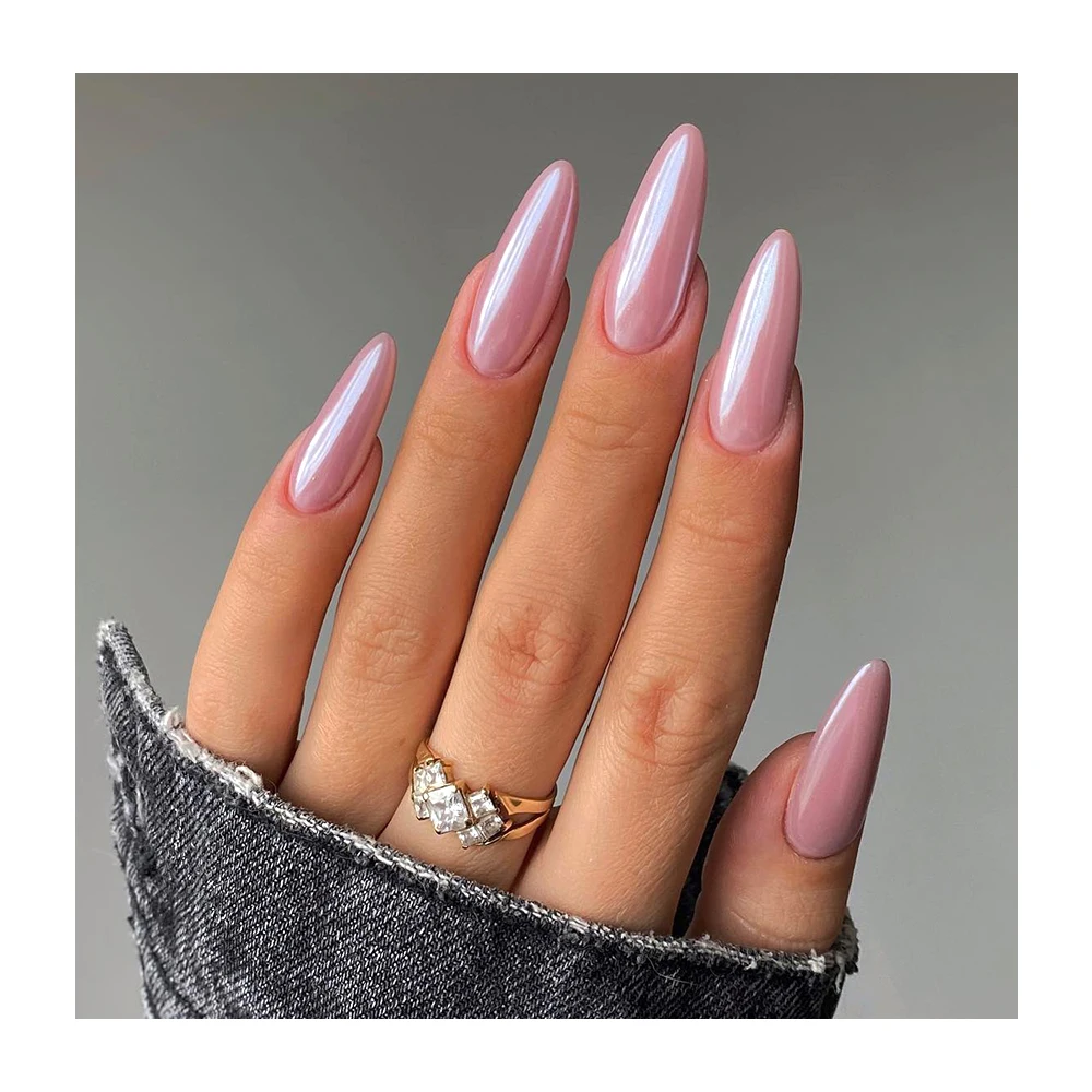 Premium Designer ABS-Kunststoff Hellrosa Mittellange 24-teilige Ngel  Einfarbige Soft-Gel Fertig zum Aufkleben Knstliche Ngel