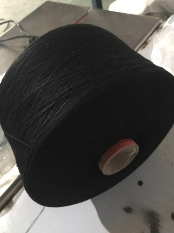 Recycled NE 12s black carded open end 40/60 cotton mix polyester knitting working gloves yarn