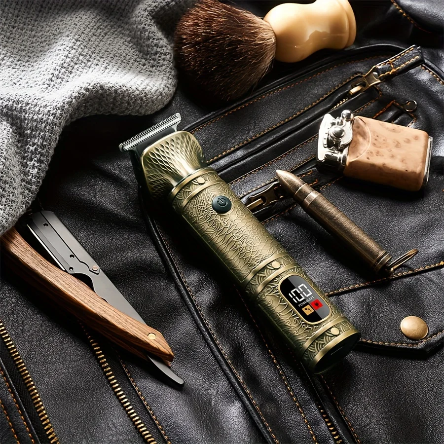 Professional Cordless Rechargeable Stainless Steel Beard Trimmer Hair for Clipper LCD Display for Household Hotel Use Directly factory