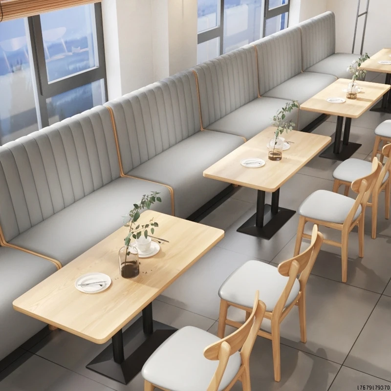 Customized Indoor Wooden Restaurant Furniture Semicircle Leather Booth Seating Sofa Bench With Table and Chairs Sets for Cafe