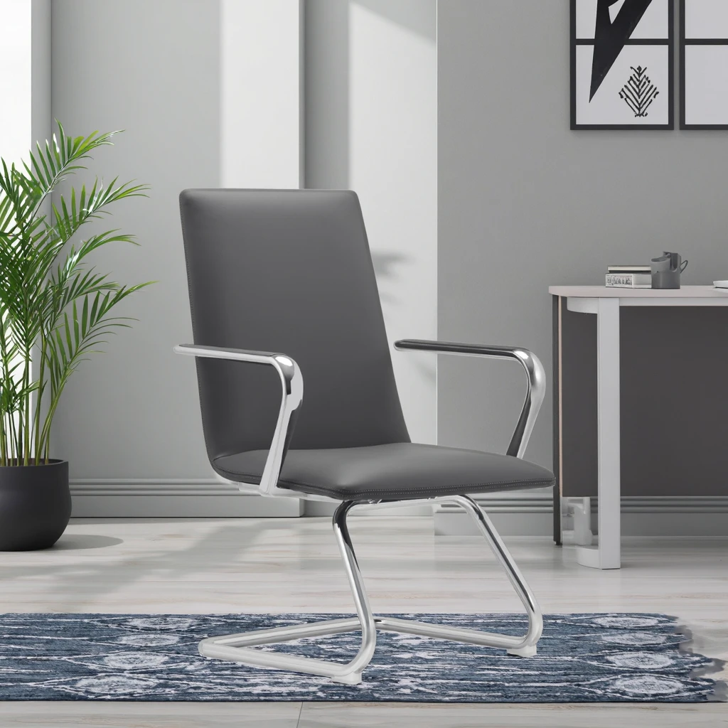 Modern Leather Executive Reception Chair with Steel Base Adjustable Height for Hotel Lobby Furnishing 5