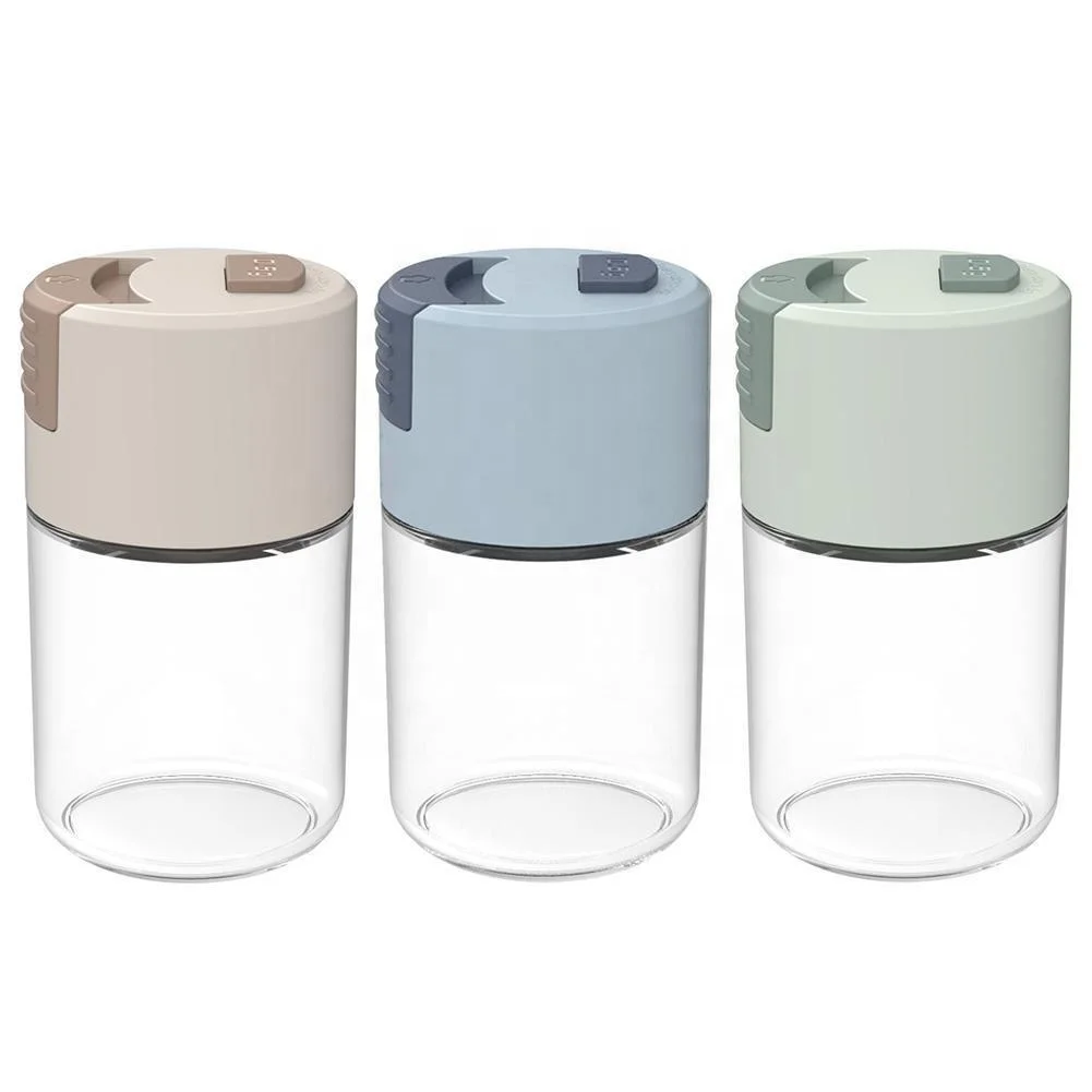 Quantitative Salt Shaker Fixed Amount 0.5g Salt Shaker Push Type Salt Control Bottle Seasoning Jar Kitchen Tool Dispenser Pepper Spice Container Glass