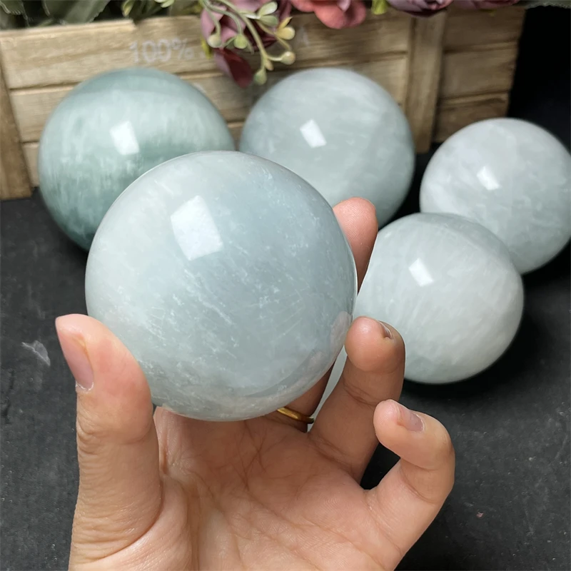 New Arrival Fluorite Spheres Healing Quartz Crystal Feng Shui Rabbit Hair Fluorite Balls for Meditation