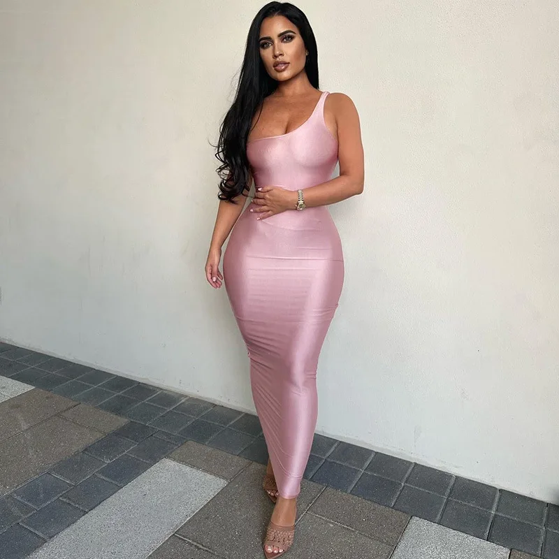 Sunmo 22 Ladies Sexy Pink Satin Formal Women Evening Birthday Night Club Party One Piece Dresses Clothes Buy Satin Dresses Women Formal Dress For Women Clothes Women Dress Product On Alibaba Com