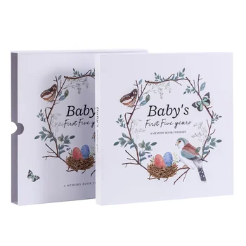 Wholesale New Born Milestone Album Hard Cover Spiral Growth Journal Book My First Year Baby Record Memory Book Printing