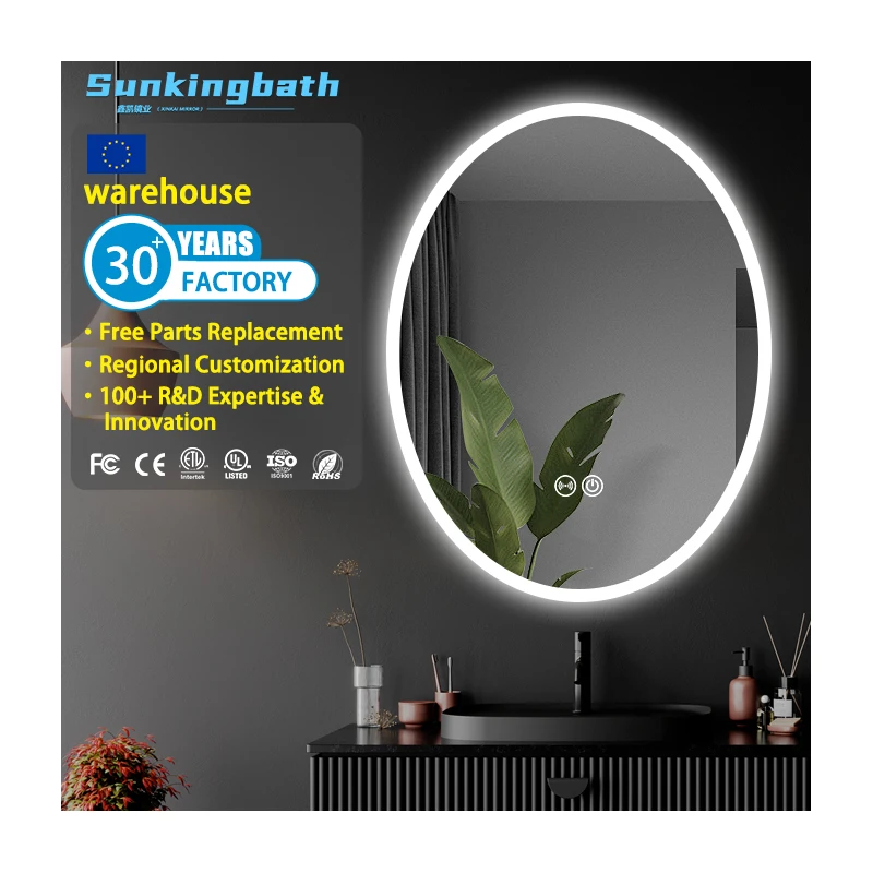 Led Bathroom Makeup Customizable Mirror Wall Mounted Smart Vanity Lighted Explosion-Proof Mirror for Barber Shop