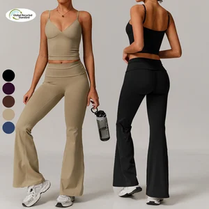 Women's Eco-friendly Recycled Yoga Set Breathable Solid Bra Top Sports Casual Fashion Fitness & Running Wear Gym Sets