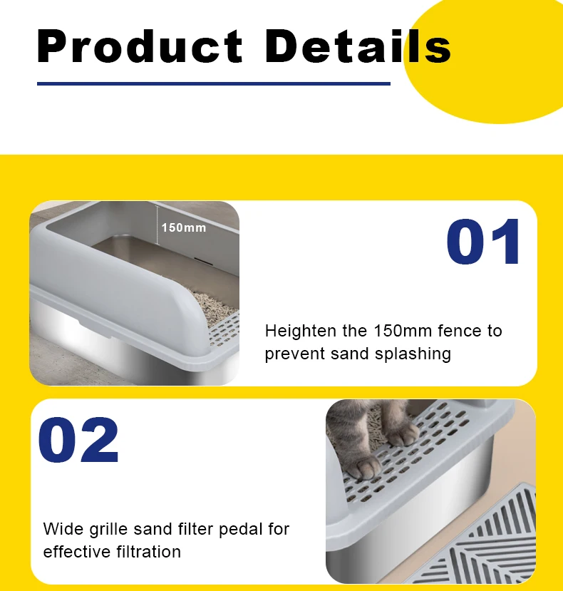 Custom Private Label Large Space Stainless Steel Cat Xl Litter Box