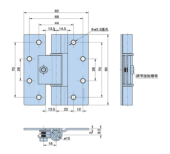 HL191SZ Stainless steel industrial hinge 180 Degree 304 stainless steel hinge