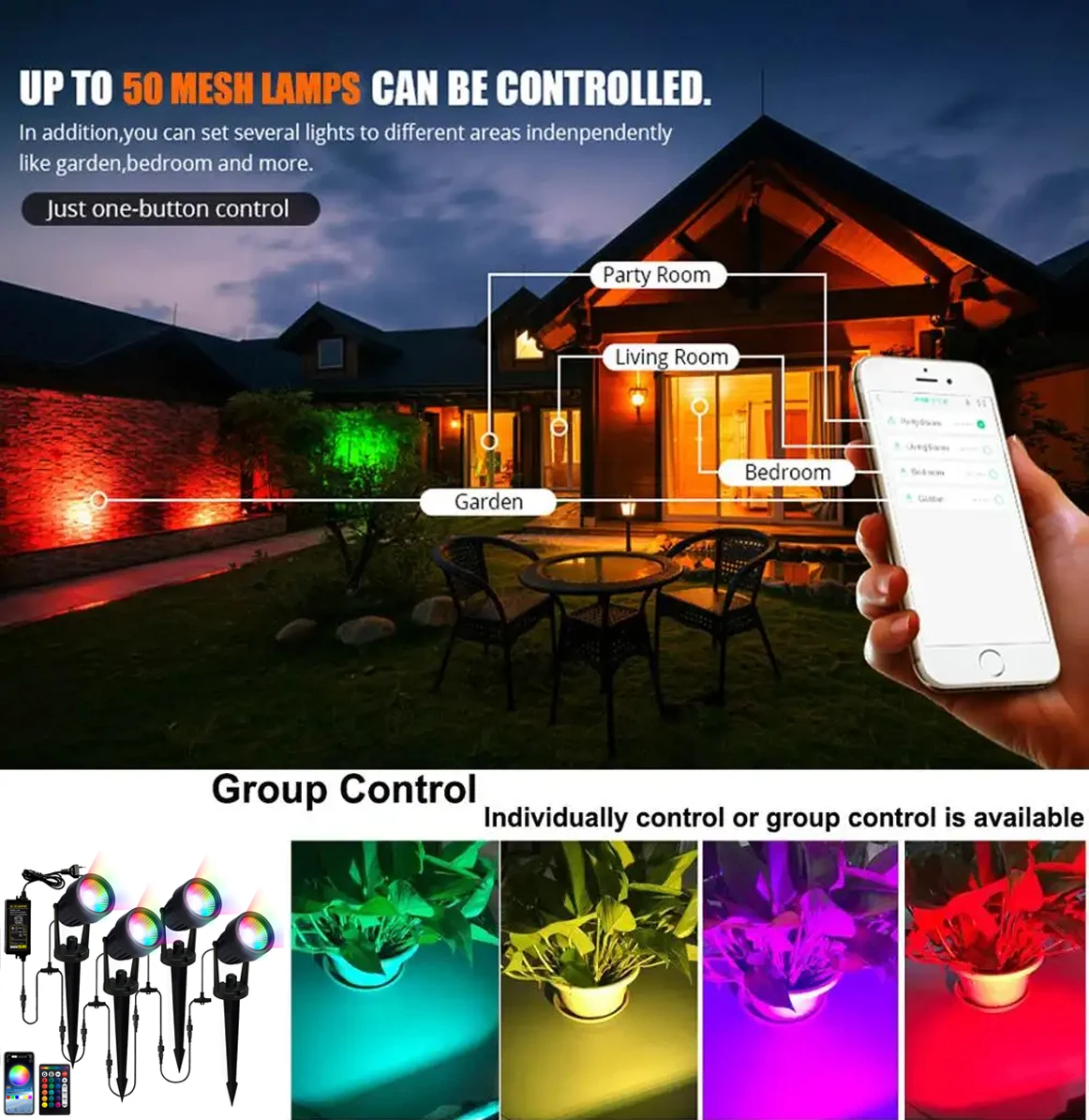 product drop shipping garden lights waterproof app control timing rgb color change christmas decorative led outdoor landscape lighting-37